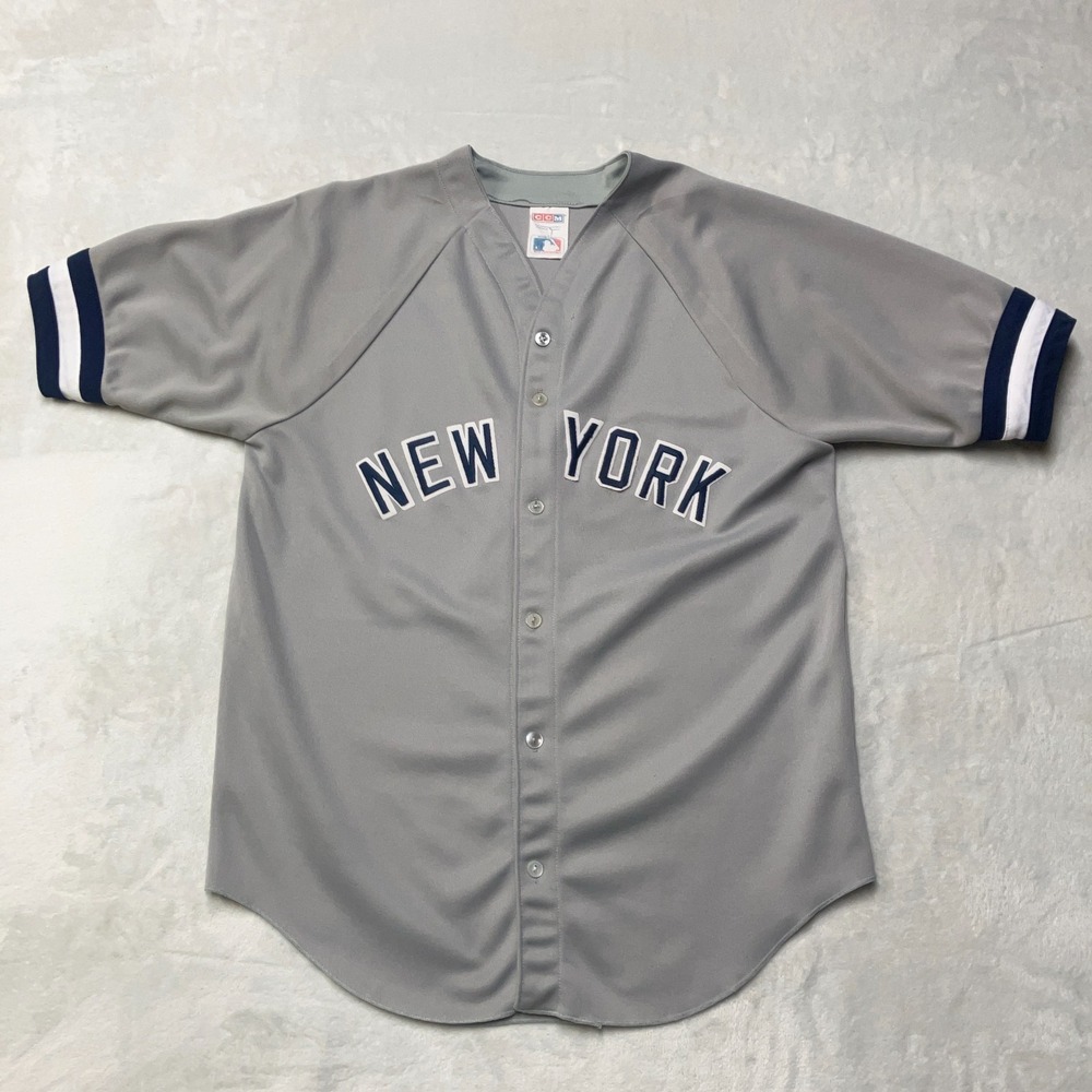 Vintage 80s New York Yankees Jersey CCM Maska MLB Baseball Gray Cat Eye Mens S/M